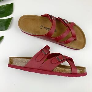 Aerothotic Celestis Sandals Slip On Slides Red Faux Leather Women's 40 US 10